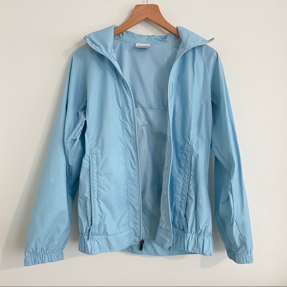 Columbia Light Blue Rain Jacket - Picture 1 of 8